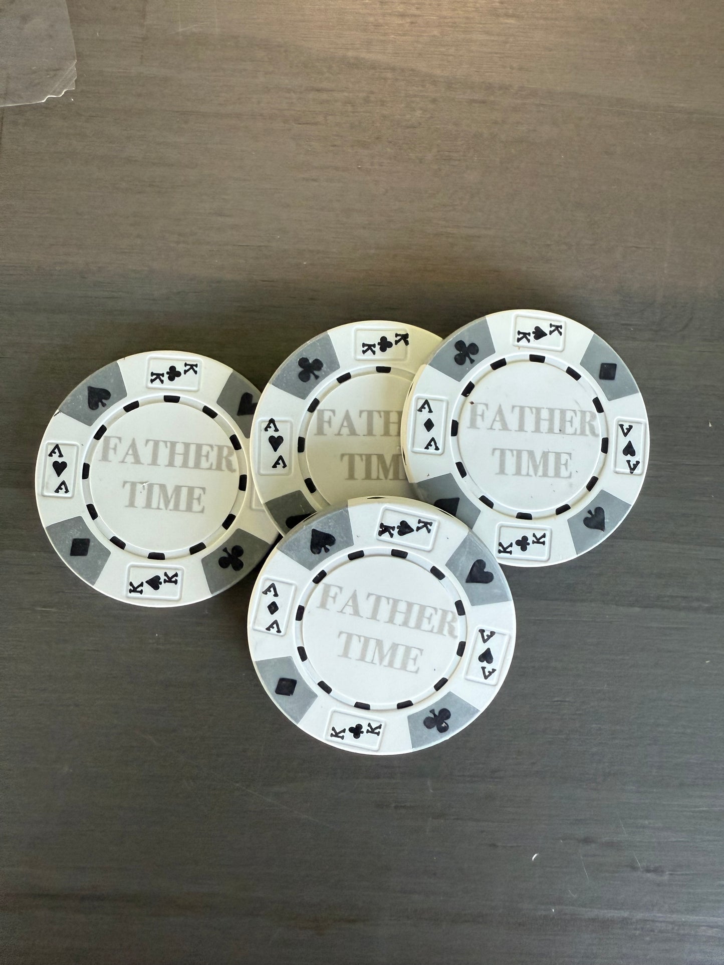 4 Custom personalized white/gray 14g clay poker chip golf ball marker your artwork or words