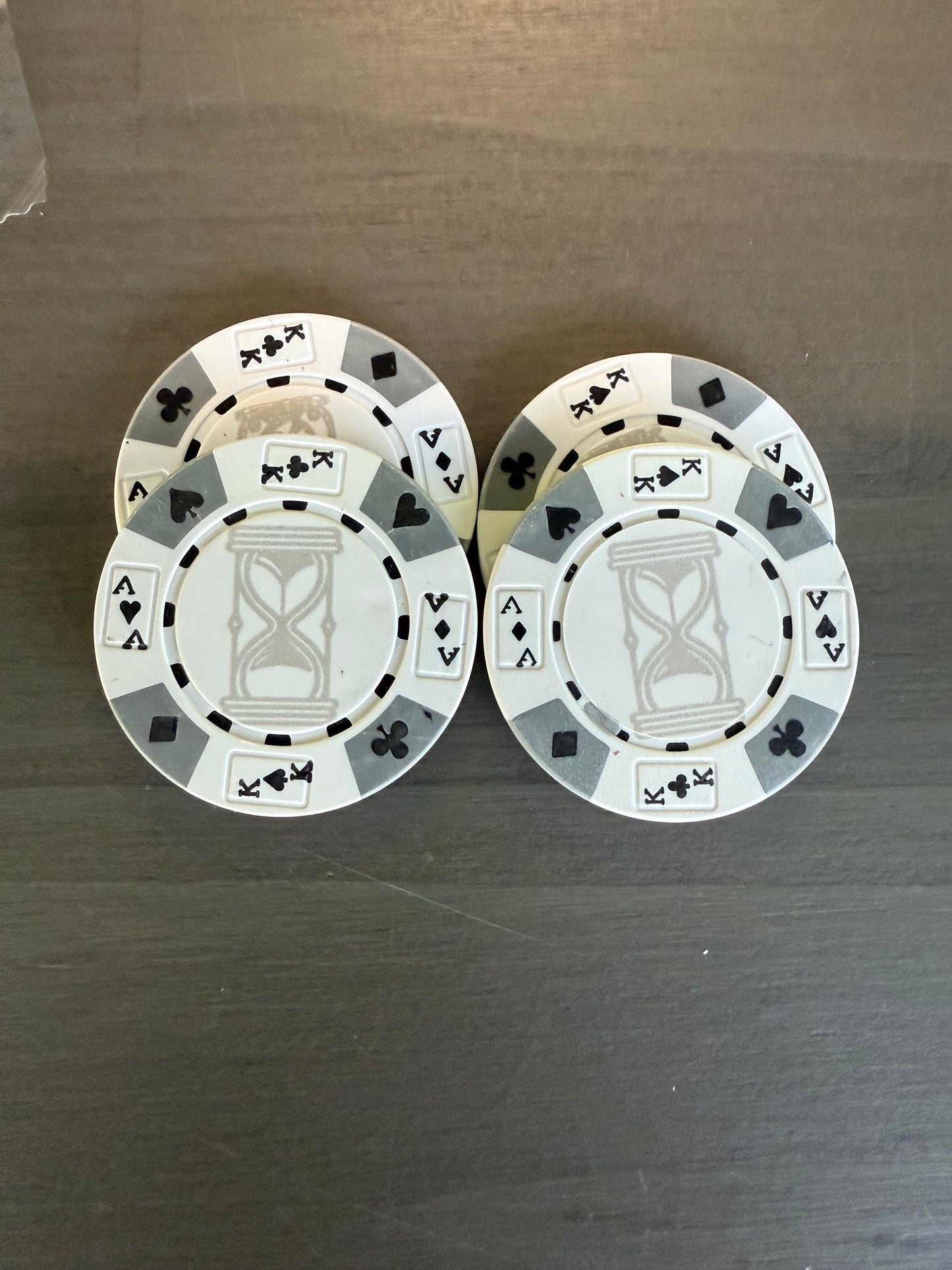 4 Custom personalized white/gray 14g clay poker chip golf ball marker your artwork or words