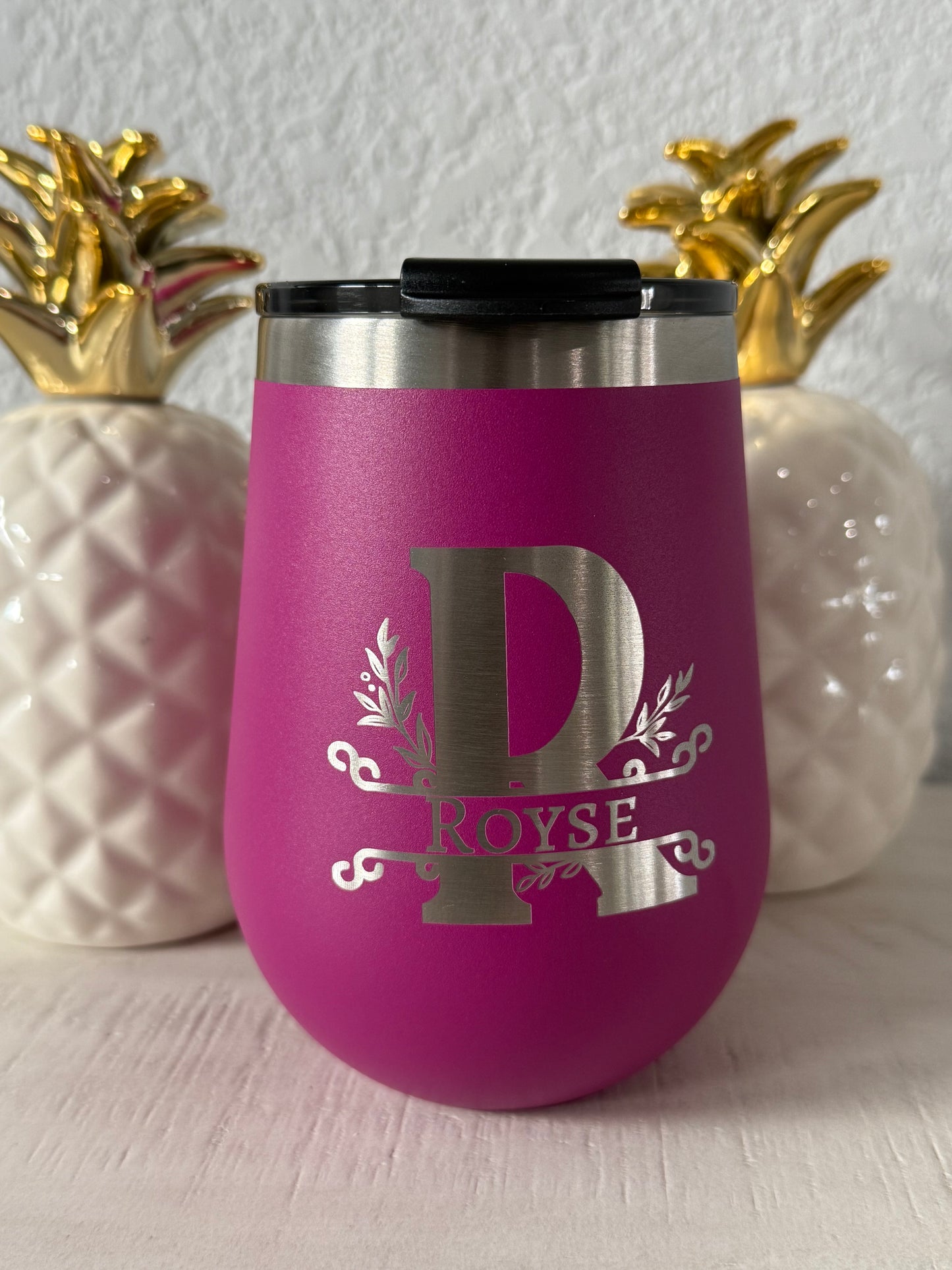Personalized custom monogram 12oz insulated wine/cocktail Rtic tumbler