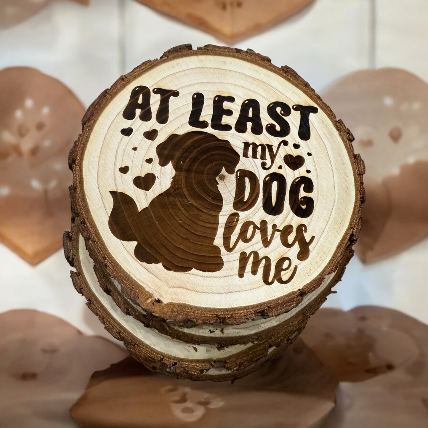 Single persons Valentines Day decorative drink coasters set of 4 with dogs