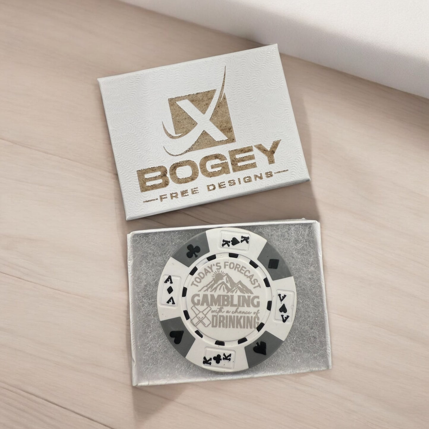4 Custom personalized white/gray 14g clay poker chip golf ball marker your artwork or words