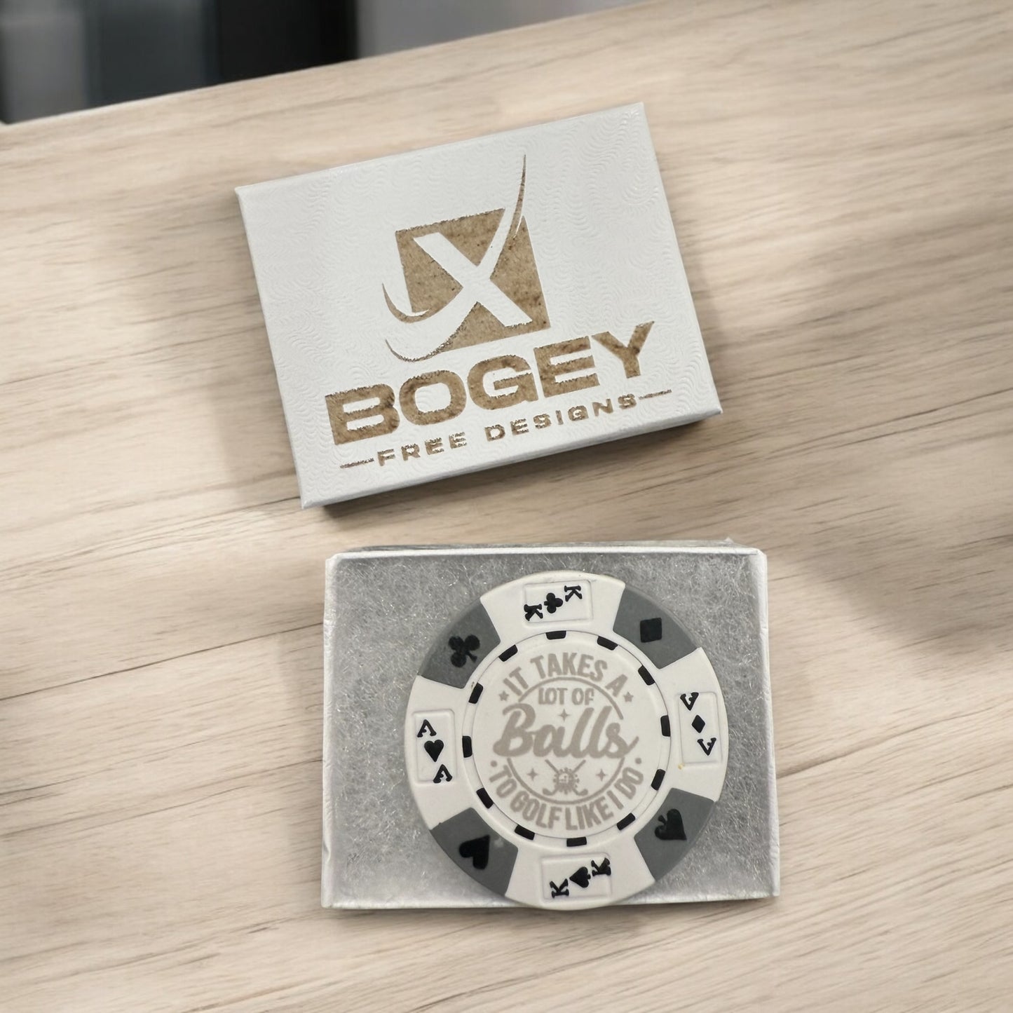 4 Custom personalized white/gray 14g clay poker chip golf ball marker your artwork or words