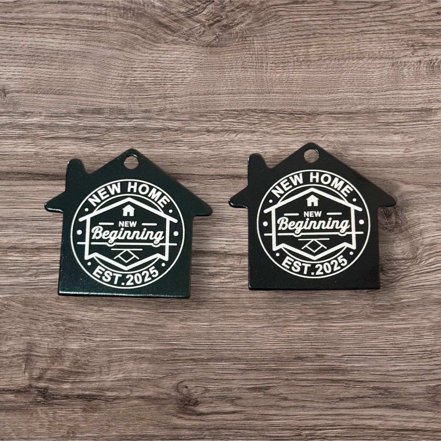 2 Personalized custom new home buyer gift keychains great for realtors